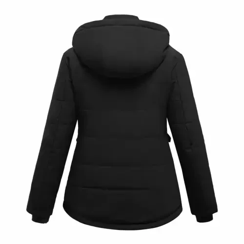 WenVen Women's Winter Coat Thicken Puffer Coats Windproof Winter Jacket with Hood Black L- - WENVEN (1)