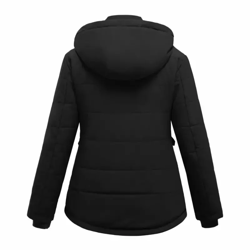 WenVen Women's Winter Coat Thicken Puffer Coats Windproof Winter Jacket with Hood Black L- - 2