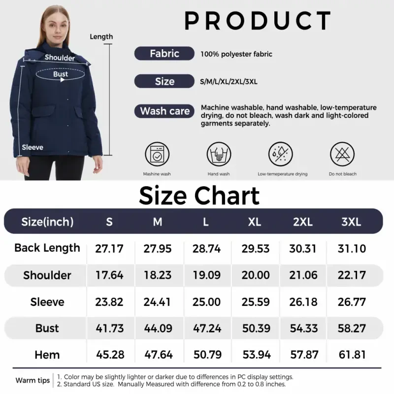 WenVen Women's Thicken Puffer Jacket Quilted Winter Jacket Windproof Winter Puffer Coat Blue L- - 6