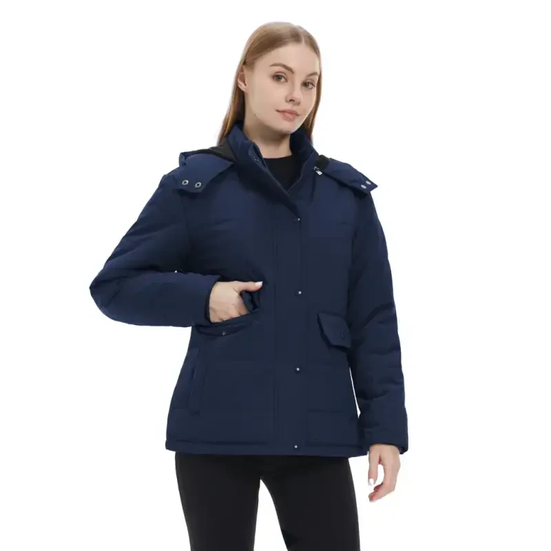 WenVen Women's Thicken Puffer Jacket Quilted Winter Jacket Windproof Winter Puffer Coat Blue L- - 9