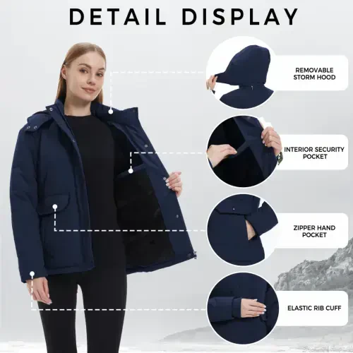 WenVen Women's Thicken Puffer Jacket Quilted Winter Jacket Windproof Winter Puffer Coat Blue L - WENVEN (1)