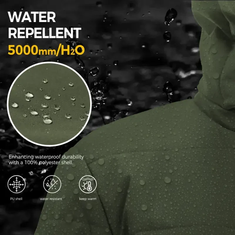 WenVen Women's Puffer Coats Waterproof Winter Jacket Quilted Zip-up Fleece Jacket Green L- - 6