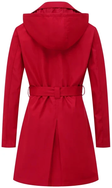 Chrisuno Women's Winter Double Breasted Trench Coat Mid Length Hooded Outwear Jacket with Pockets Red S - Chrisuno (1)