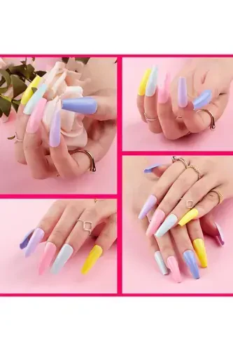 127 - 100 шт. Коробка балерина накладные ногти-цветные - 3