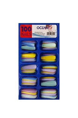127 - 100'li Qutili Balerin Protez Taqma Tirnoq-Rangli - OCEAN (1)
