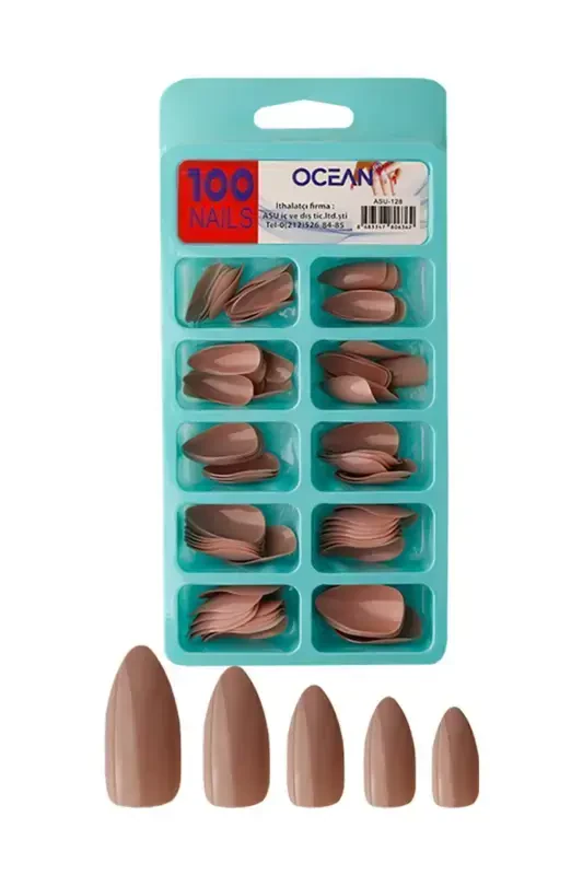 128 - 100's Boxed Almond Prosthetic False Nail-128 - 1