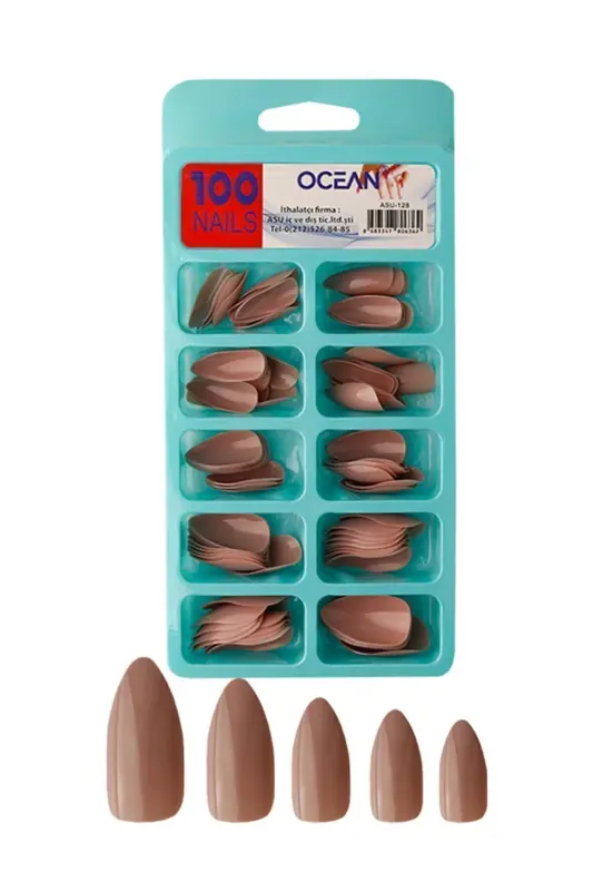 128 - 100's Boxed Almond Prosthetic False Nail-128 - 4