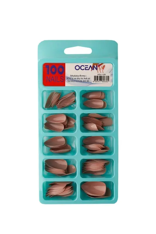 128 - 100's Boxed Almond Prosthetic False Nail-128 - 5
