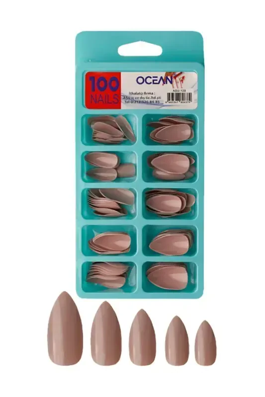 129 - 100'li Qutili Bodom Protez Taqma Tirnoq-129 - OCEAN