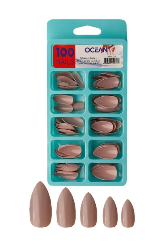 129 - 100'lü Kutulu Badem Protez Takma Tırnak-129 - OCEAN
