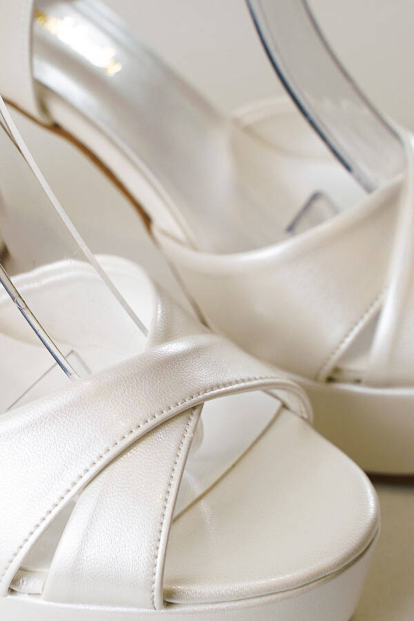 12cm Mother-of-Pearl Leather, Off White, Bridal Shoes, Wedding Shoes, Very Comfortable, Comfort Focused - 6