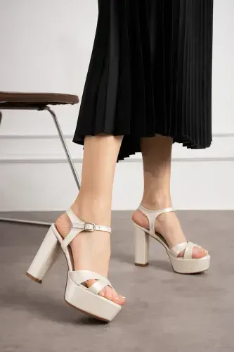 12cm Mother-of-Pearl Leather, Off-White Leather, Bridal Shoes, Comfort Focused - 4