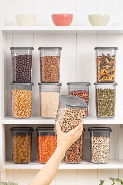 12'li Etiketli Ve Sızdırmaz Kapaklı Erzak Saklama Seti - 1200ml - 20 Adet Etiket Hediyeli - DE HOME (1)