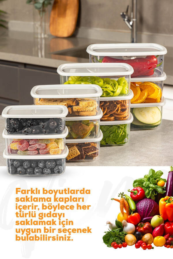 12'li Hava Geçirmez Saklama Kabı Seti Gri 3x(250-500-750-1200 ML) - 2