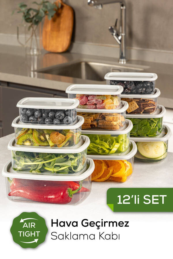 12'li Hava Geçirmez Saklama Kabı Seti Gri 3x(250-500-750-1200 ML) - Gri - 9