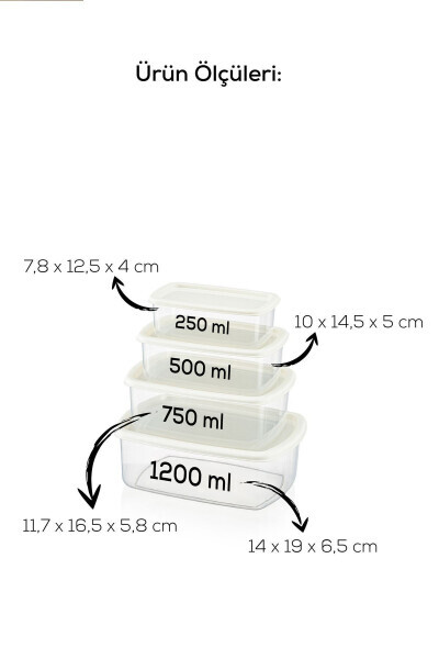 12'li Hava Geçirmez Saklama Kabı Seti Gri 3x(250-500-750-1200 ML) - Gri - 16