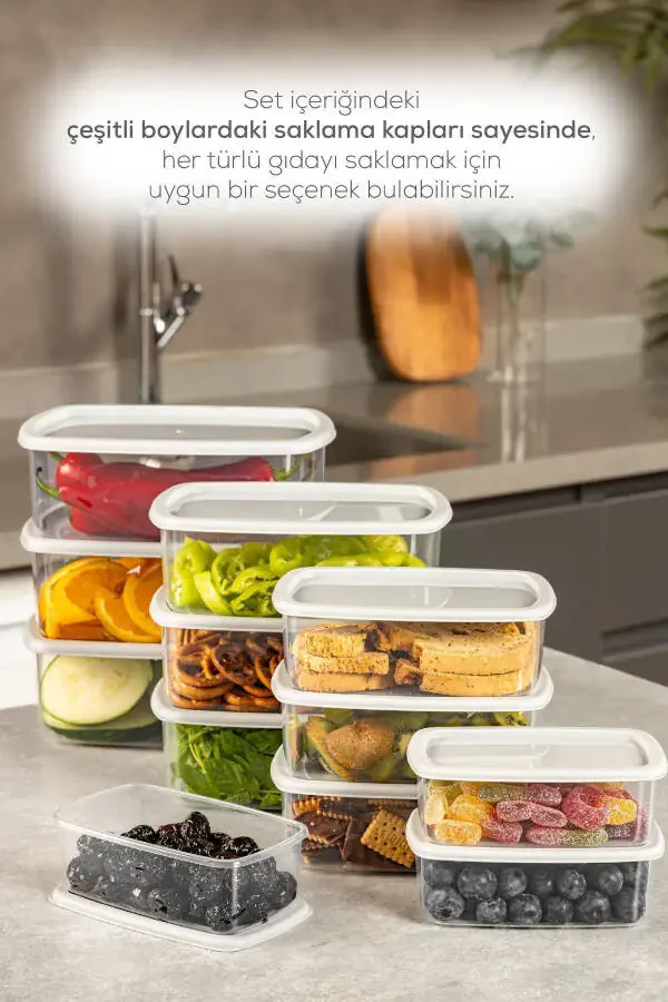 12'li Hava Geçirmez Saklama Kabı Seti Gri 3x(250-500-750-1200 ML)-Gri - 10