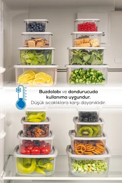 12'li Hava Geçirmez Saklama Kabı Seti Gri 3x(250-500-750-1200 ML)-Gri - 15