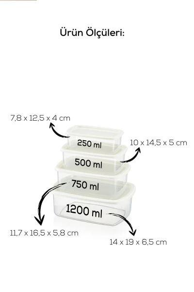 12'li Hava Geçirmez Saklama Kabı Seti Gri 3x(250-500-750-1200 ML)-Gri - 16