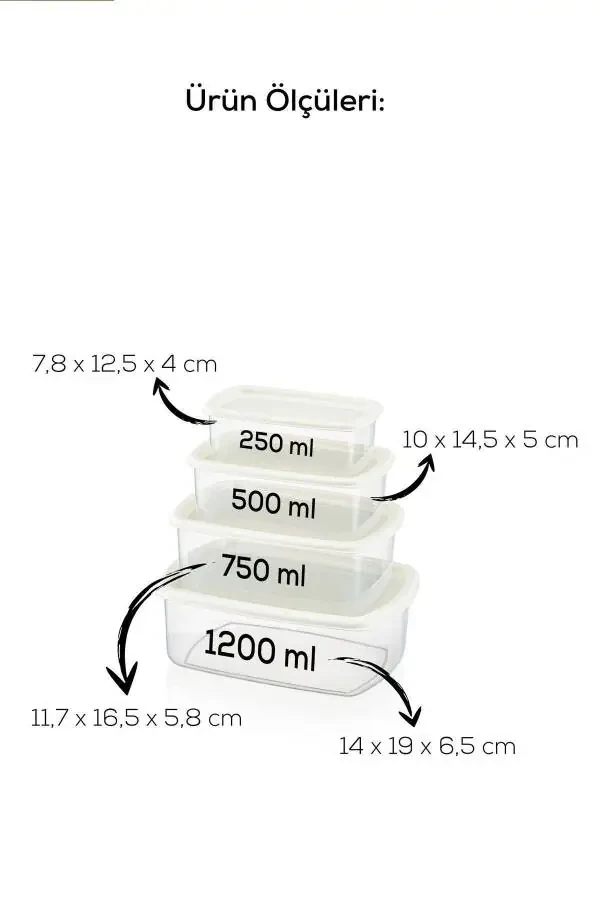 12'li Hava Geçirmez Saklama Kabı Seti Gri 3x(250-500-750-1200 ML)-Gri - 16