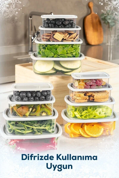 12'li Hava Geçirmez Saklama Kabı Seti Gri 3x(250-500-750-1200 ML)-Gri - 4