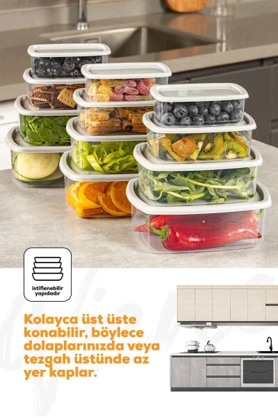 12'li Hava Geçirmez Saklama Kabı Seti Gri 3x(250-500-750-1200 ML)-Gri - 6