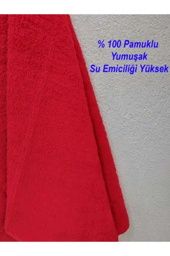 12'li Kırmızı Kuaför Berber Havlusu 50x90 | Profesyonel Saç Havlusu Ekonomik Set - Kırmızı - 3