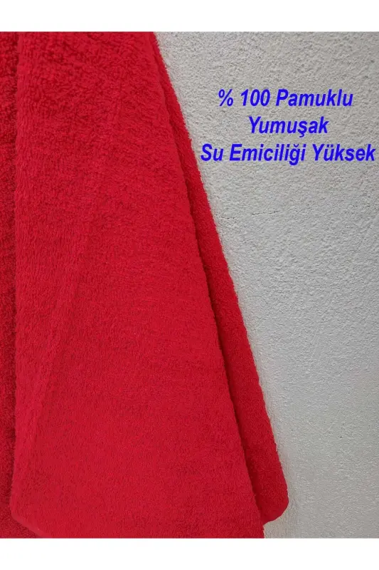 12'li Kırmızı Kuaför Berber Havlusu 50x90 | Profesyonel Saç Havlusu Ekonomik Set - Kırmızı - 3