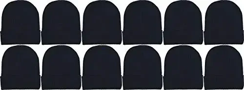 12 Pack Winter Beanie Hats for Men Women, Warm Cozy Knitted Cuffed Skull Cap, Wholesale - 12 (1)