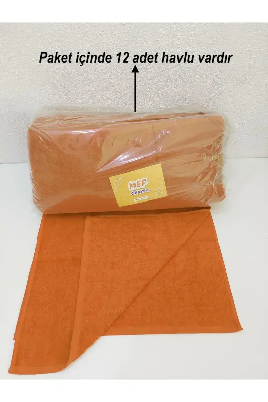 12'li Turuncu Kuaför Berber Havlusu 50x90 | Profesyonel Saç Kurutma Havlusu Ekonomik Set-Turuncu - 5