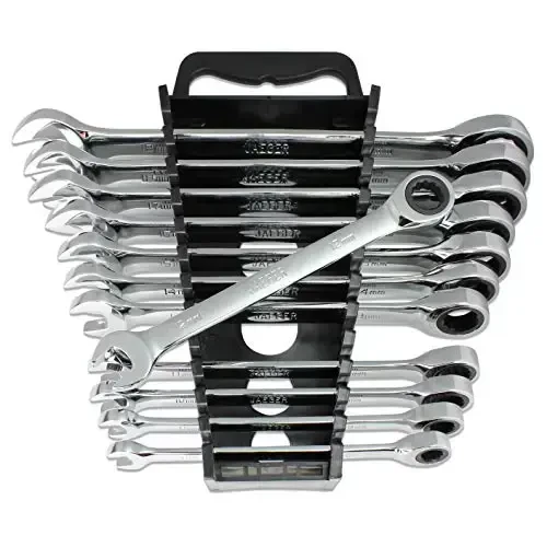 12pc MM/Metric TIGHTSPOT Ratcheting Wrenches - With Quick Access Wrench Organizer - Our standard in combination wrench sets from gear to tip - 1