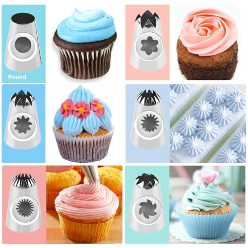 12PCS Large Piping Tips Set, Stainless Steel frosting tips with Reusable Pastry Bag, Cake Decorating Tips Set for DIY Pastry Dough, Cookie, Cupcake, Cake - 2