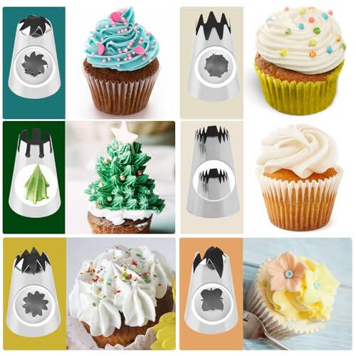 12PCS Large Piping Tips Set, Stainless Steel frosting tips with Reusable Pastry Bag, Cake Decorating Tips Set for DIY Pastry Dough, Cookie, Cupcake, Cake - 3