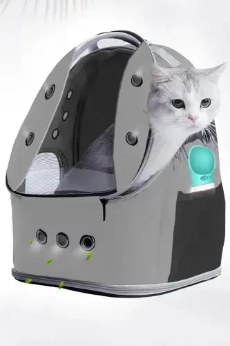 13 Air Channel Cat Carrier Large Size 13 Kg Capacity Bed Convertible Bag-gray - 1