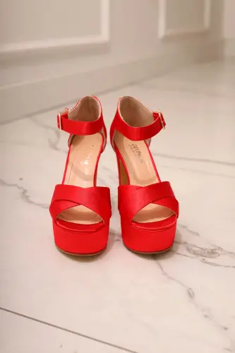 13 Cm Running Guaranteed Platform Heeled Chic Evening Shoe - red - 8