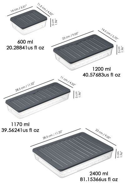 13 dona Холодильник ташкилчиси Микрото'lqinli pech va muzlatgichga mos Saqlash idishi 1x2400ml-2x1170-2x1200ml-8x600ml - 8