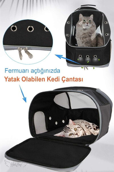 13 Hava Kanallı Kedi Taşıma Çantası Büyük Boy 13 Kg Kapasiteli Yatak Olabilen Çanta - 4