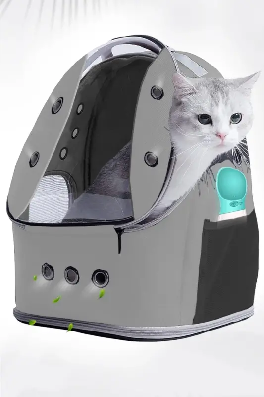 13 Hava Kanallı Kedi Taşıma Çantası Büyük Boy 13 Kg Kapasiteli Yatak Olabilen Çanta - gri - 1