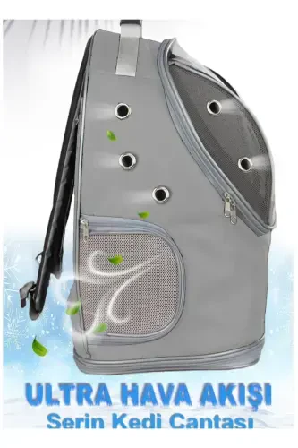 13 havo kanalli mushuk tashish sumkasi Katta o'lchamli 13 kg sig'imli yotoq bo'lishi mumkin bo'lgan sumka-kulrang - 3