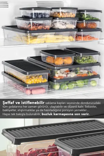 13-местный органайзер для холодильника, подходящий для микроволновой печи и морозильной камеры, контейнер для хранения 1x2400ml-2x1170-2x1200ml-8x600ml - 4
