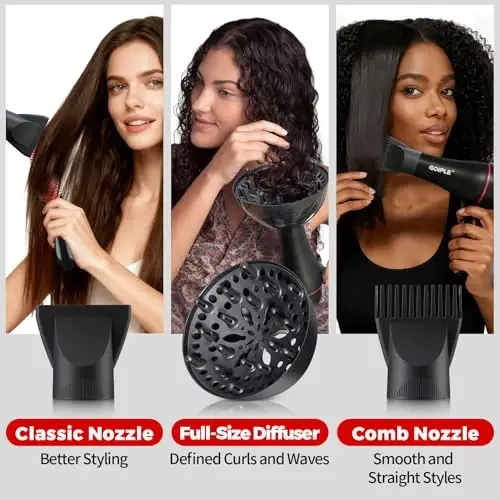 13Pcs Ionic Constant Temperature Hair Blow Dryer Kit - Lightweight, Low Noise, 1800W Professional Blowdryer Set for Women and Men - 6