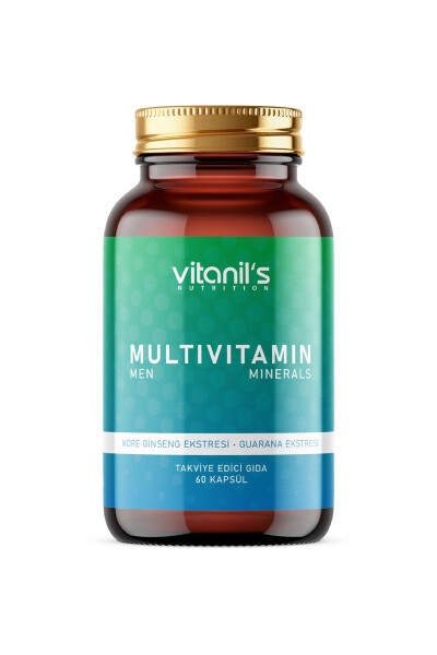 13 Tip Vitamin Mineral Multivitamin Mineraller Erkekler 30 Kapsül Kore Ginsengi & Guarana - 1