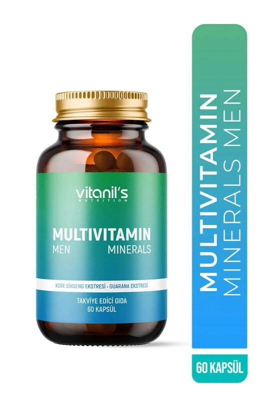 Multivitamin Minerals Men (13 Tip Vitamin 7 Tip Mineral, Korean Ginseng & Guarana) 60 Kapsül - VITANIL'S NUTRITION