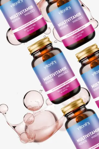 13 Turdagi Vitamin Mineral Multivitamin Minerallar Ayollar uchun 60 Kapsula Kapsula Kore & Koenzim Q10 Ekstrakti - VITANIL'S NUTRITION (1)
