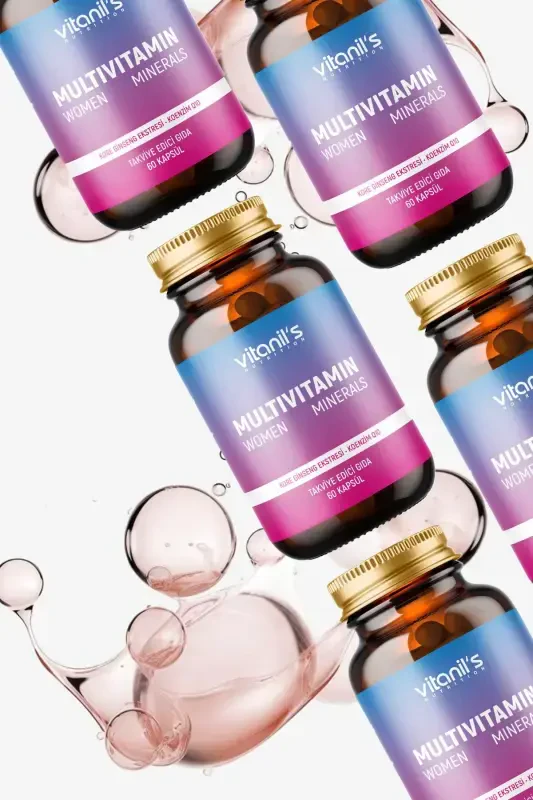 13 Turdagi Vitamin Mineral Multivitamin Minerallar Ayollar uchun 60 Kapsula Kapsula Kore & Koenzim Q10 Ekstrakti - 4