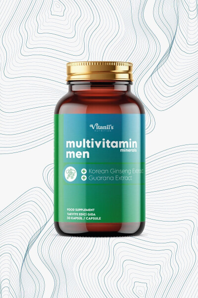 13 Turdagi Vitamin Mineral Multivitamin Minerallar Erkaklar uchun 30 Kapsula Kore Ginsengi & Guarana - 3