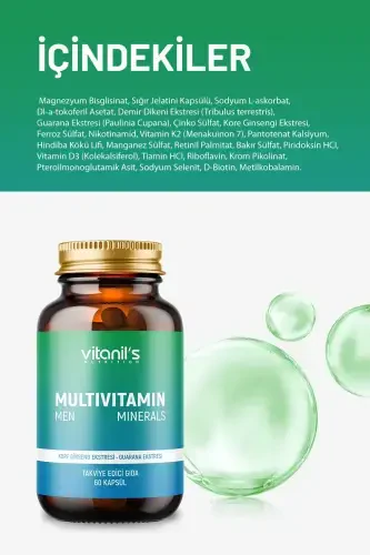 13 Turdagi Vitamin Mineral Multivitamin Minerallar Erkaklar uchun 30 Kapsula Kore Ginsengi & Guarana - 3