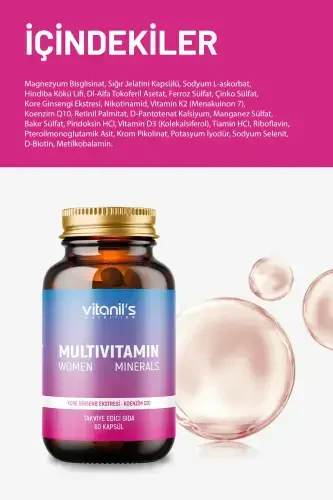 13 Types Vitamin Mineral Multivitamin Minerals Women 60 Capsules Capsule Korean & Coenzyme Q10 Ext. - 3