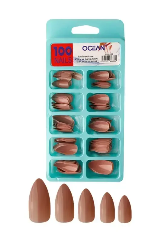 130 - 100'lü Kutulu Badem Protez Takma Tırnak-130 - OCEAN
