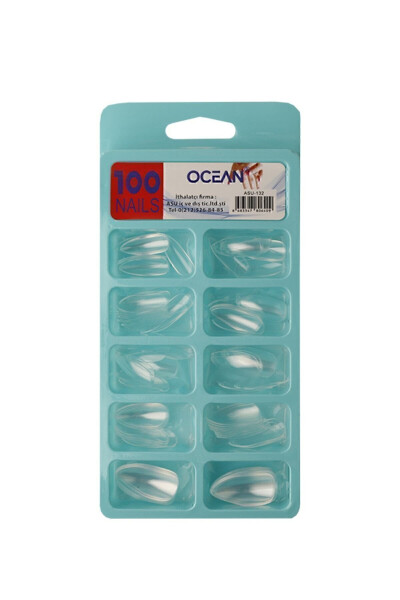 132 - 100 dona bo'lgan bodom shaklidagi sun'iy tirnoqlar qutisi - OCEAN (1)